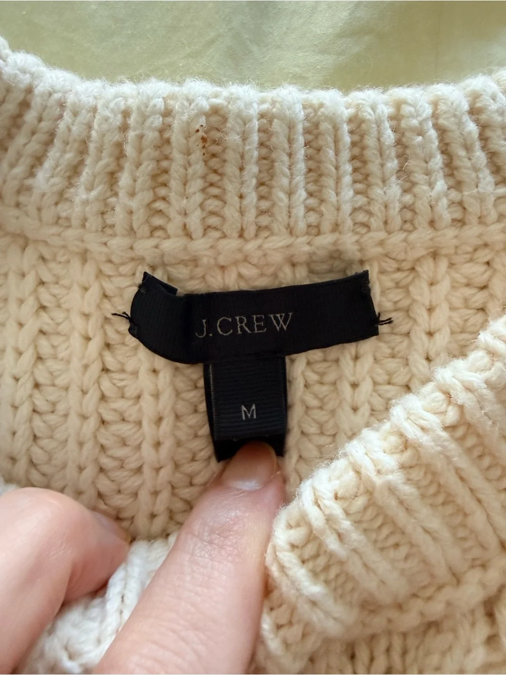 J. Crew Cream Cable-Knit Fringe Crewneck Sweater - Picture 2 of 4